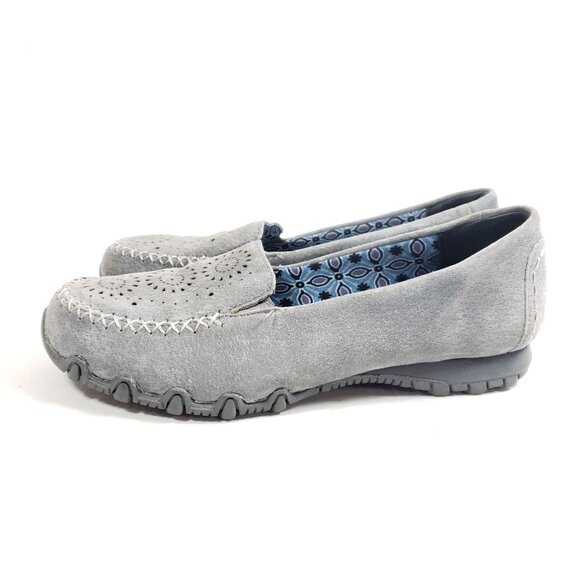 Skechers Womens Size 6 Relaxed Fit Gray Suede Slip-On Loafers Casual Shoes - Picture 3 of 9